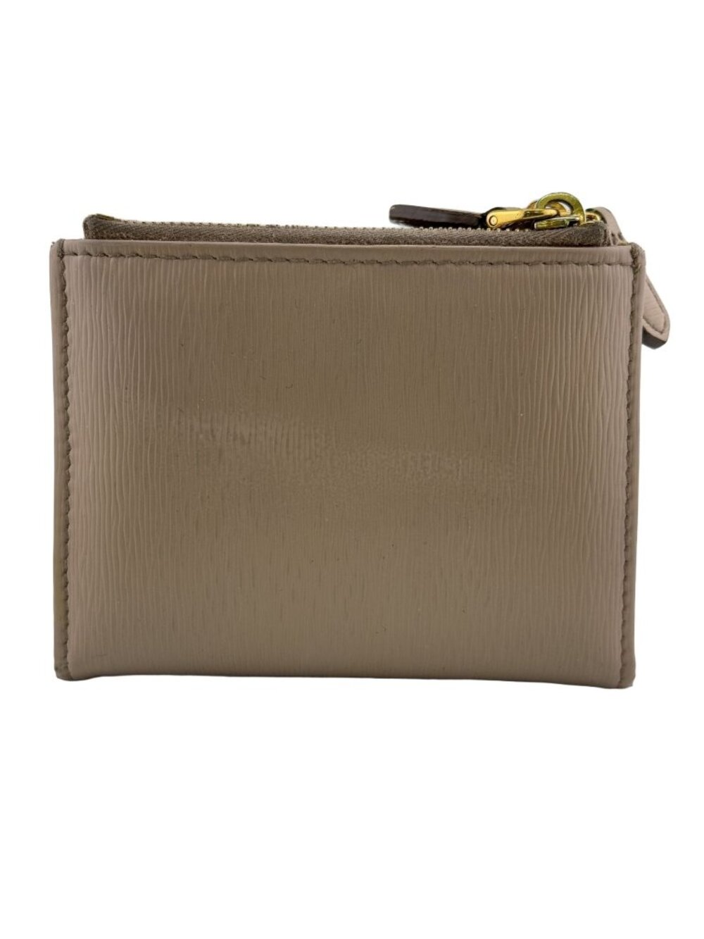 Prada Vitello Move Leather Compact Wallet Bifold Beige Mini Simple
